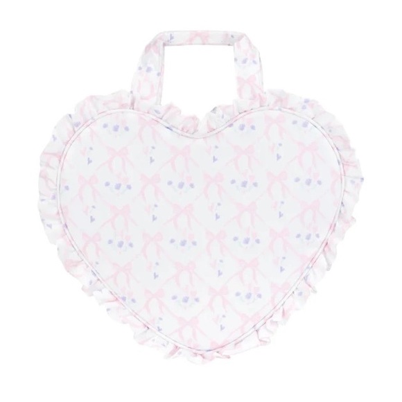 NEW STONEY CLOVER LANE High Tea Ruffle Mini Heart Tote Sugar Cube White Pink - Picture 1 of 3